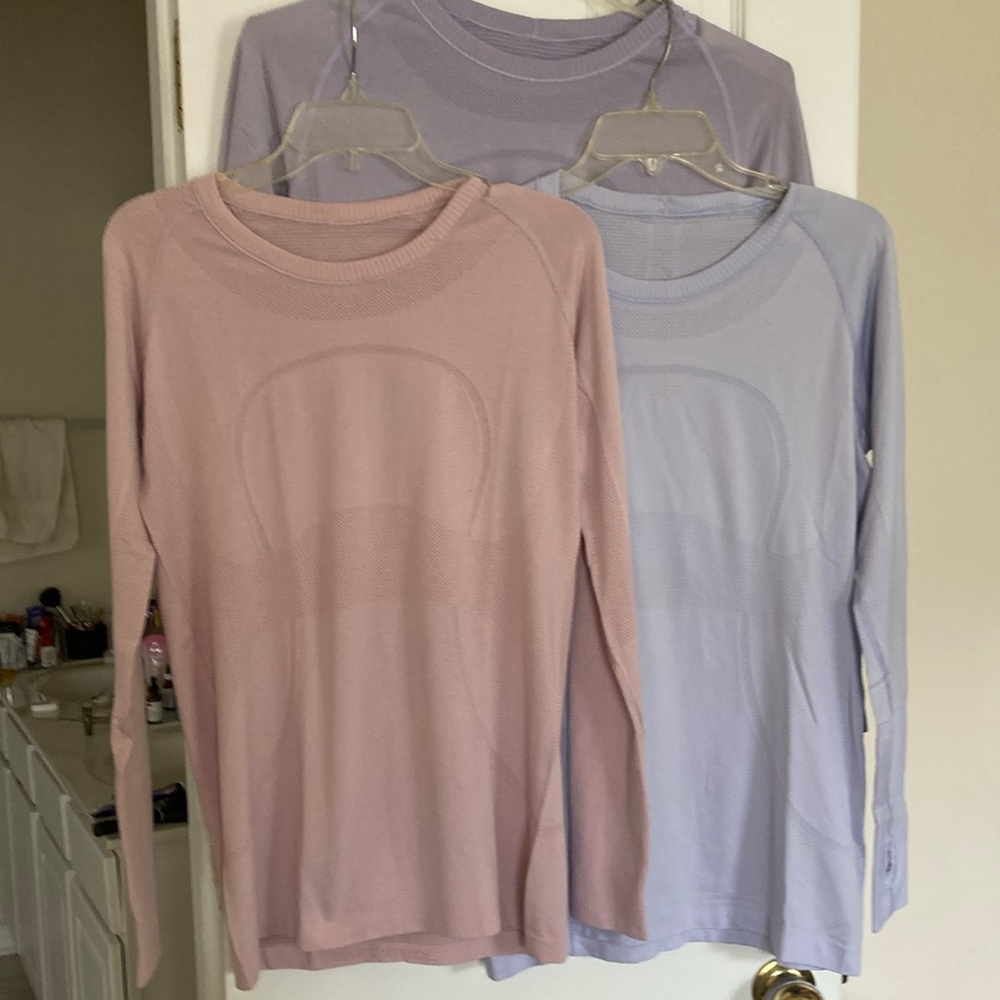 3 Women's Long Sleeve Tops - Pink and Purple and light blue